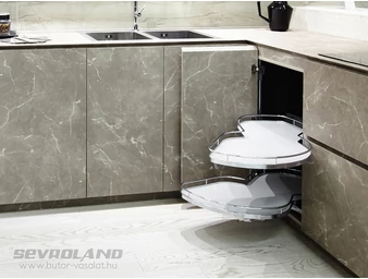 LeMans II Arena Classic króm/fehér sarokpolc jobbos + 600/750 tengely szett