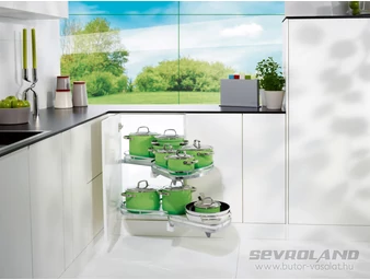 LeMans II Arena Style króm/fehér sarokpolc jobbos + 600/750 tengely szett