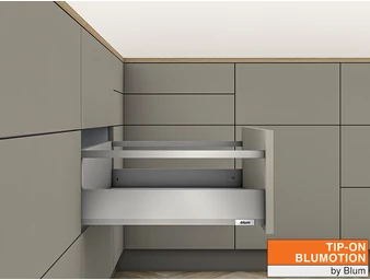 MERIVOBOX E korlátos TIP-ON BLUMOTION indiumszürke fiókvasalat szettek