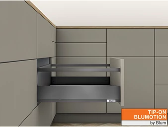 MERIVOBOX E korlátos TIP-ON BLUMOTION orionszürke fiókvasalat szettek