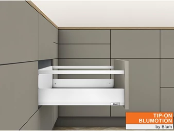 MERIVOBOX E korlátos TIP-ON BLUMOTION selyemfehér fiókvasalat szettek