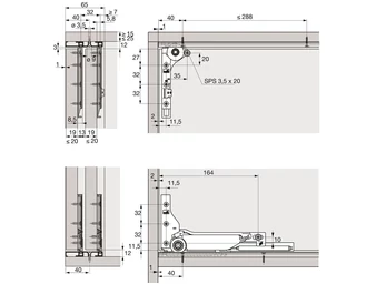 Hettich SlideLine M sín rögzítő csavarok