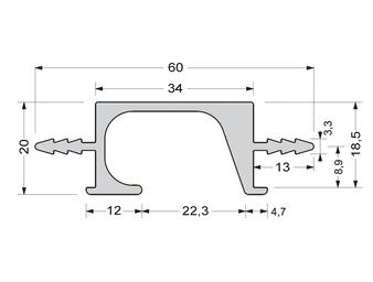 ZOBAL UKW-17 ezüst fogó profil - ajtóba marva