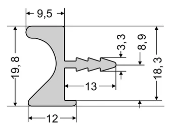 ZOBAL UKW-4 fekete fogó profil - ajtóélbe marva