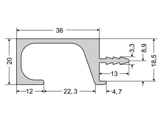 ZOBAL UKW-7 ezüst fogó profil - ajtóélbe marva