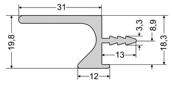 ZOBAL UKW-5 inox fogó profil - ajtóélbe marva