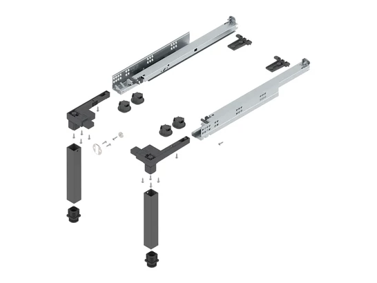 BLUM lábazati szerelvény SPACE STEP szett, NL 460 mm, műanyag /acél orion szürke matt