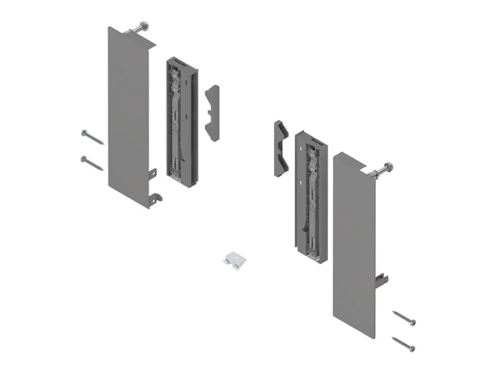 BLUM MERIVOBOX előlaptartó, magasság E belső korlátos fiókhoz, indiumszürke