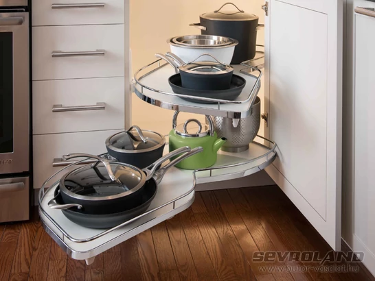 LeMans II Arena Classic króm/fehér sarokpolc balos + 600/750 tengely szett