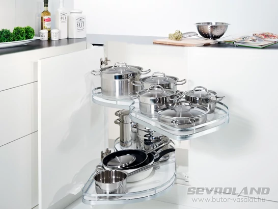 LeMans II Arena Style króm/fehér sarokpolc jobbos + 600/750 tengely szett