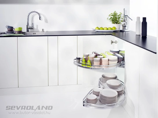 LeMans II Arena Style króm/fehér sarokpolc jobbos + 600/750 tengely szett