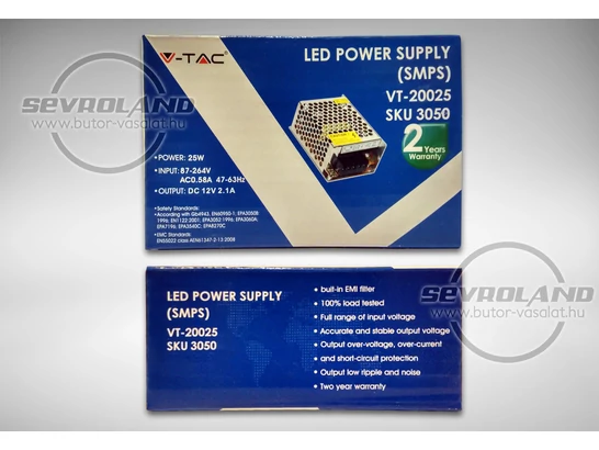 25W ipari LED tápegység (fémházas, sorkapoccsal)