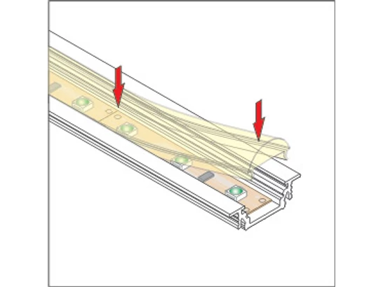 félgömbölyű takaró szalag aluprofilba - méretezés