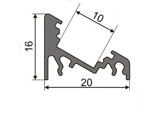 LED szalag tartó 30-60° ferde aluprofil 