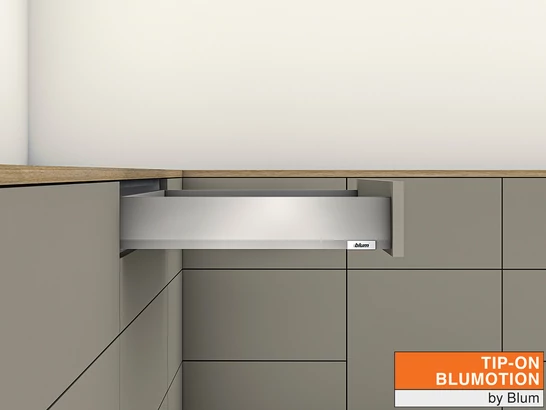 MERIVOBOX M TIP-ON BLUMOTION indiumszürke fiókvasalat szettek