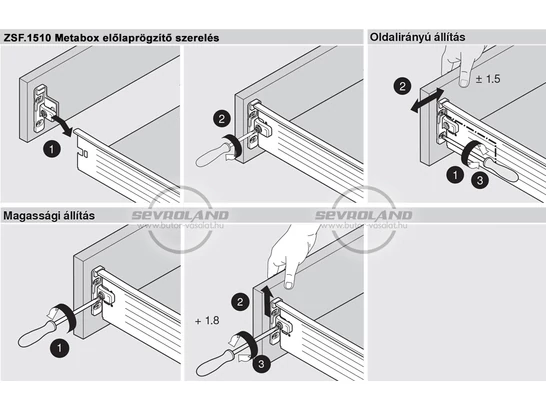 METABOX N előlaprögzítő szerelése és beállítása