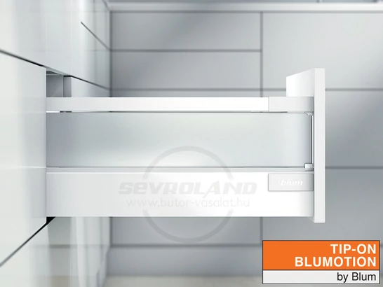 Blum TANDEMBOX Antaro D TIP-ON BLUMOTION selyemfehér fiók szatén üveggel