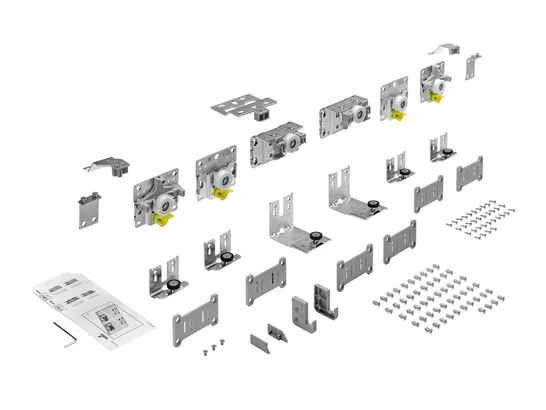 Hettich TopLine L görgőszett, 3 ajtós, max. 50 kg